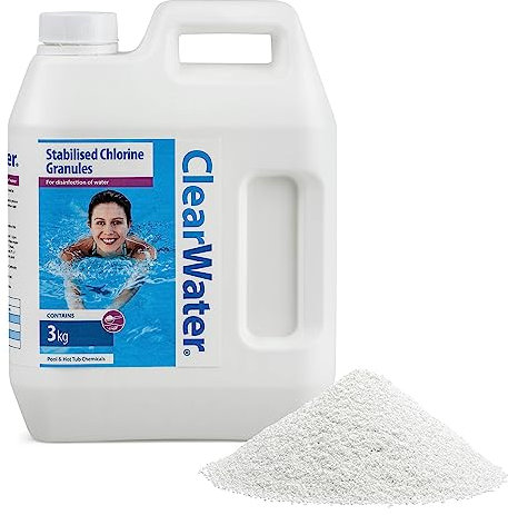 Clearwater Chlorine Granules for Hot Tub Spa and Swimming Pool Water Treatment for Rapid Disinfecting and Cleaning, Jerry Can, 3 kg