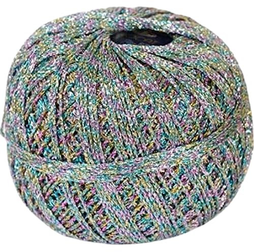 Stenli Häkelgarn Metallic Glitter fein in der Farbe Silber Regenbogen DIY glitzern Garn 350 m 50 gr