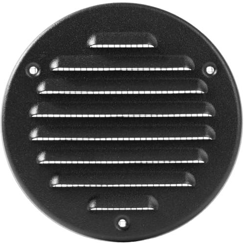 Vent Systems Grille d'aération noire de 10,2 cm (intérieur) – Grille de retour d'air ronde en métal avec écran en maille – Grille d'aération murale – Pour extérieur, intérieur, vide sanitaire – Grille