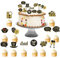 Frohes Neues Jahr Cupcake Toppers, 24 Stücke Frohe Silvester Dekoration 2025, Silvester Tortendeko, Muffin Cake Toppers, Silvester Partydekorationen für Tafelkuchen Dekorationen Silvester Party Gunst