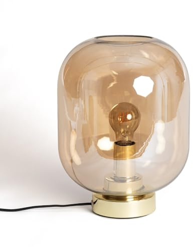 LEDKIA LIGHTING Lampe à Poser Métal et Verre Nélida Ambre