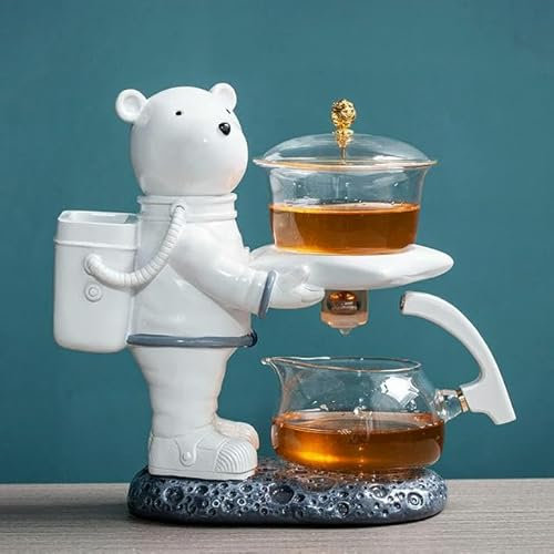 RAEF Tetera magnética de pez Creativo Astronauta, fabricación de té automática Perezosa de Vidrio, Juego de té Pu'er Oolong para el hogar, infusor para Beber