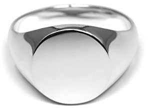 Herren Ring Siegelring Silber massiv rund eckig aus 925 Sterling Silber poliert für Gravur Geschenk | Männerschmuck aus Deutschland mit Geschenkverpackung (Silber poliert, 70)