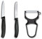 Victorinox Swiss Classic Set Cuchillos Mondadores de Cocina con Pelador, 3 Piezas, Acero Inoxidable, Apto Para Lavavajillas, Negro