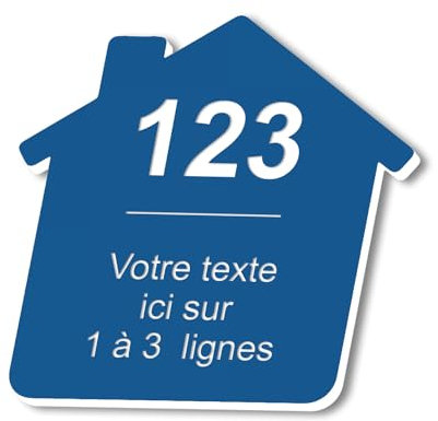 Plaque gravée personnalisée autocollante pour nom et numéro de boîte aux lettres en forme de maison design – bleu foncé - format 8x8 cm
