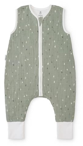 Ehrenkind® Baby Sommerschlafsack mit Füßen Musselin | aus weicher OEKO-TEX zertifizierter Bio-Baumwolle | Sommer Baby Schlafsack 1 TOG Gr. 80 Farbe Jade Tropfen