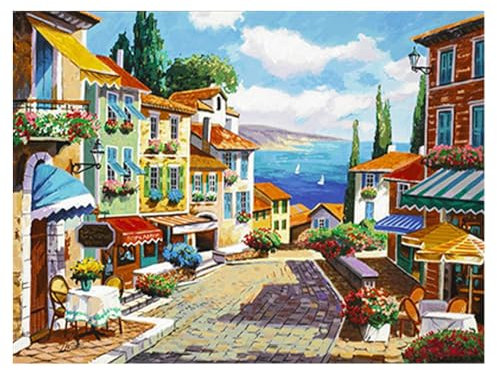 DCIDBEI 50x40CM Quadrato Diamond Painting Paesaggio Mare, Pittura Diamante Citta, Piazza Diamante Montagna, Tempo Libero Creativo Adulti, Decorazione Parete Camera da Letto Soggiorno per la casa