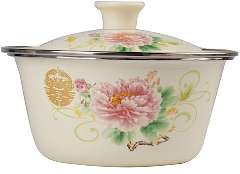 AUTSUPPL Emaille Schüssel Mit Deckel Multifunktionale Rührschüssel Für Teig Reis Und Gemüse Traditionelles Chinesisches Design Langlebig Und Dekorativ Für Küche Aufbewahrungslösung