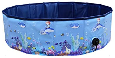 Suuim Planschbecken Faltbarer Hundepool Haustierbadewanne Schwimmwanne Badewanne Abnehmbarer Pool Outdoor Indoor Zusammenklappbarer Badepool für Hunde Katzenpool (Größe: L) (eine Farbe: L)