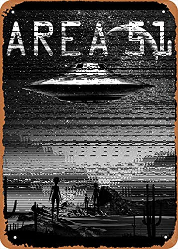 Area 51 Science Fiction Retro Vintage dekoratives Metall-Blechschild 20,3 x 30,5 cm