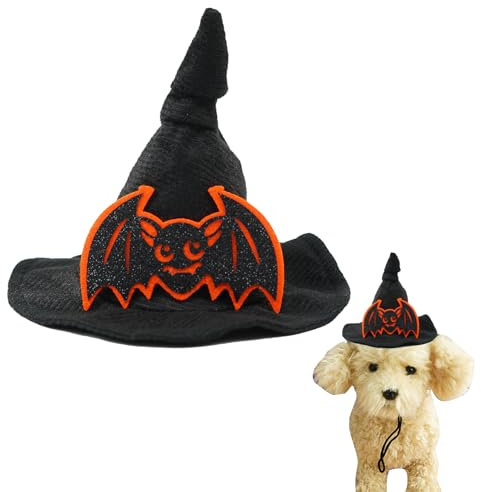 Hund Katze Hexenhut Dekorationen,Hundemütze Im Halloween-Stil,Haustier-Halloween-Hut,Hexenhut Welpe Katze Halloween,Zaubererhut Hunde Katzen Halloween,Halloween Haustierhüte (Stil B)