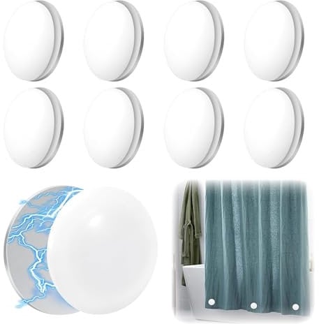 8 paia, Shower Curtain Weights Magnetic,tenda da doccia magnetica,tenda da doccia orbiculare,magnete inferiore,per tende esterne,adatto per tovaglie,tende interne,tende esterne,ecc.