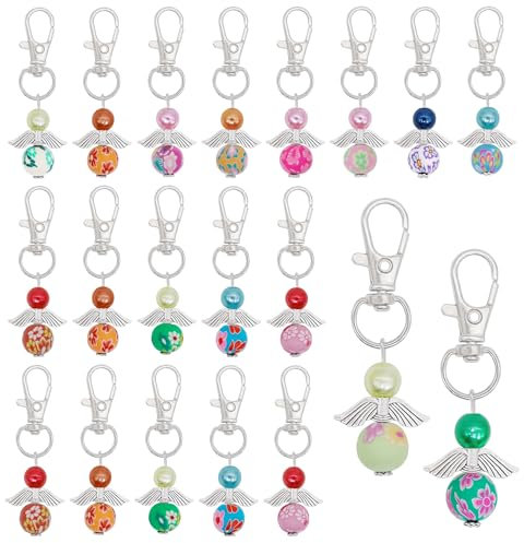 Showll 30 Stück Schutzengel Schlüsselanhänger - Engel Glücksbringer Klein - Abschiedsgeschenk Mini