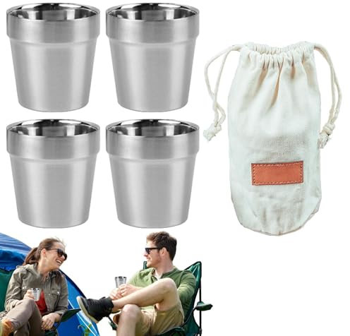 Dgkdek Stainless Steel Cups | Beer Pint Glasses | Camping Drinkware | Stackable Metal Cups | Shatterproof Tumblers Cleaning Conveniently For Home, Kitchen, Cafe, Hotel, Bar