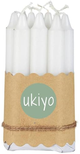 ukiyo 24 Stabkerzen Ø 1,3 cm für Kerzenhalter Rund Adventskranz Deko Advent Weihnachten, Farbe:24 KERZEN H 10 cm Ø 1.3 cm - WEISS