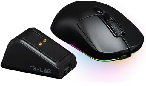 The G-Lab – Kult Titanium Pro – Mouse Wireless gaming con Base di Ricarica – Mouse Bluetooth/USB 2.4GHz/Filo Triple Modalità, RGB,12.000 DPI, 100% Personalizzabile, 100h Autonomia - PC/PS4/PS5/XBOX