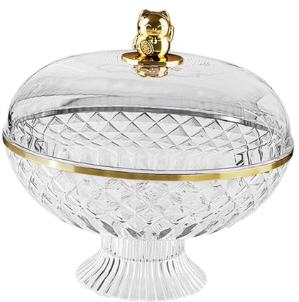 Pitycbo Fruit Bowl Fruit Bowl Basket Fruit Stand Fruit Basket with Lid for Restaurant Fruit Vegetable Storage, Clear