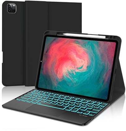 SENGBIRCH Tastiera per iPad Air 11 2024, iPad Air 6/5/4 Generazione 10.9, Tastiera iPad Pro 11 4/3/2/1Gen, Touchpad Intelligente, 7 Colori di Retroilluminazione, Italiano QWERTY, Nero