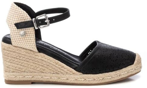 XTI - Keilsandalen Damen Schwarz - Bequeme und vielseitige Schuhe - Casual Mode - Modell 14384304 (Größe 38)