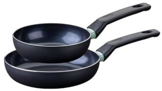 Fackelmann 9429150 Pfannen-Set, 2-teilig, Antihaftbeschichtung, Keramikbeschichtung, 16 und 20 cm, PFAS-frei, Pfanne ohne PFAS, Aluminiumpfanne, Allherdpfanne, Induktion, Aluminium, Schwarz, Grün, 16