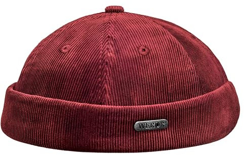 WEROR Dockercap Herren – Fischermütze Seemannsmütze Dockermütze - Cord Mütze aus Baumwolle - Strickmütze – WEROR-449.1 (Burgund, Einheitsgröße)