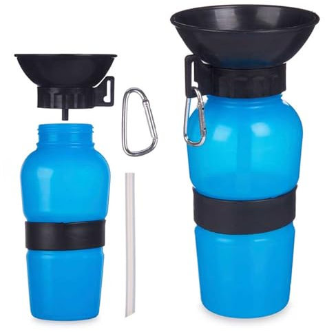 ANDINUS Pipican – Botella Portátil para Limpiar Pipí o Beber Agua para Perros, 500ml, Suave y Transparente con Boquilla Retráctil, Regalo Original para Mascotas (Bebedero y Mosquetón, 500 ml)