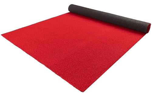 Primaflor Kunstrasen Color Wave B1 Rot 400 x 500 cm – schwer entflammbarer künstlicher Rasen | UV-beständig & wasserdurchlässig | Event & Messe-Teppich | 8mm Höhe