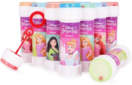 Toyland® 12er-Pack Prinzessin Seifenblasen mit Stäben, 60 ml Lösung & neuartigem Labyrinthdeckel – Taschengeld- und Partytüten-Spielzeug