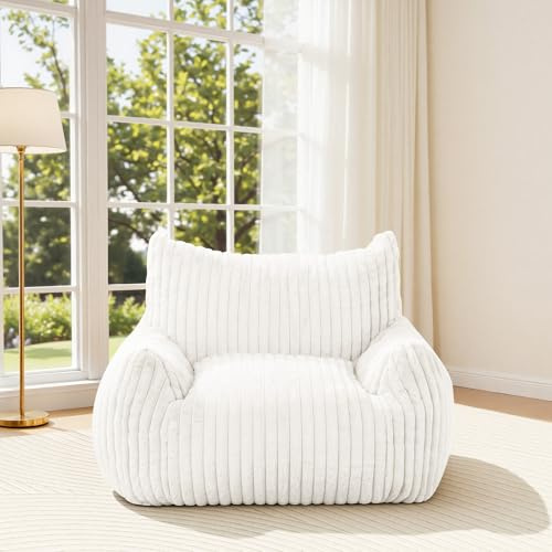 MeMoreCool Large Bean Bag Chair for Adults, 104 x 95 cm, Beige