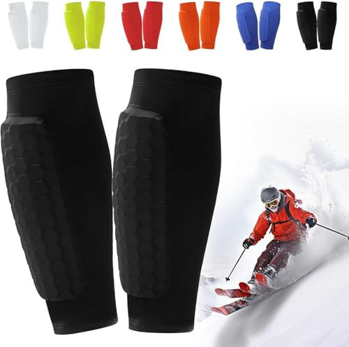 Skiguard Pro, Skiguard Socks, Ski Schienbeinschoner, Schienbeinschoner Skifahren, Atmungsaktiv & rutschfest, Anti-Rutsch-Silikonstreifen & 360° Stabilität für Heranwachsende & Erwachsene