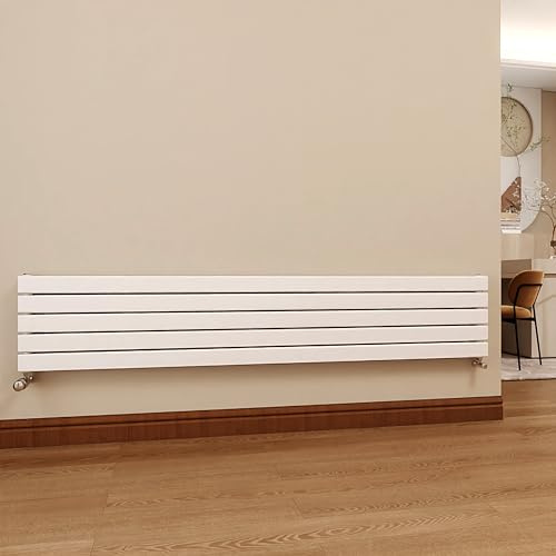 SKY BATHROOM Designer Radiator Horizontal 340x1800mm White Flat Double Panel Central Heating Radiator