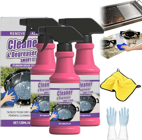 Fast Acting Heavy Duty Grill Degreaser Spray, Dégraisseur Spray, Nettoyeur de Four Heavy Duty, Nettoyeur de Grill Bbq pour Grills Extérieurs, Taches Fumées et Graisse Têtue (3 PCS)