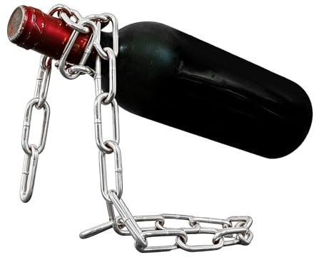 Hamwesh Porte-Bouteille de Vin, Chaîne d'illusion Flottante, Présentoir Décoratif pour Bouteille de Vin, Support de de en Métal avec Charge Stable et Solide pour Salon, Bar, café, Décoration de