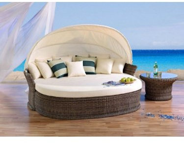 Strandkorbwerk Sonneninsel Venus Lounge Cubu Cream Polyrattan wetterfest UV-beständig