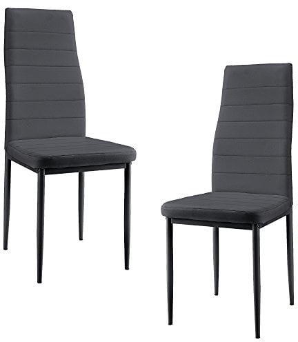 [en.casa] Esszimmerstuhl 2er Set Stuhl mit Kunstleder Polster Lehnstuhl für Esszimmer Wohnzimmer Küche Grau