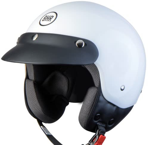 BHR Demi-Jet Helm 803 Simply, Praktischer Rollerhelm mit ECE-Zulassung, Motorrad-Jet-Helm mit abnehmbarem Gesichtspolster, Weiss, L