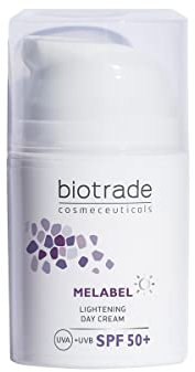Melabel Aufhellende Tagescreme mit SPF 50+ 50ml Hellt Dunkle Flecken auf der Haut auf Gleicht den Hautton aus mit Phytinsäure Sanfte Hydration von Biotrade