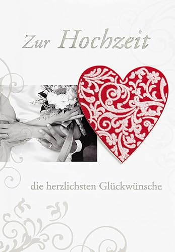 Perleberg - einzigartige Hochzeitskarte mit Herzmotiv - wunderschöne & edle Karte mit Herz 11,6 x 16,6 cm - Karte zur Hochzeit mit Glückwünschen - hochwertige & besondere Hochzeitskarten