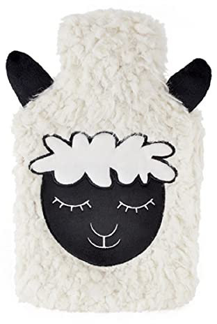 Sheep Hot Water Bottle - 2 Litre Bottle with Fluffy Fleece Sheep Face Cover