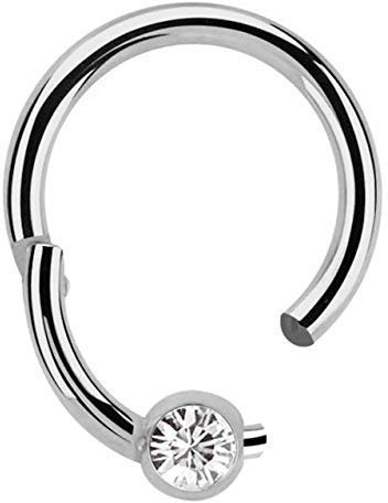 Titan Piercing Ring BCR, Clicker 1,2 x 10 mm mit 3 mm Steinkugel in klar