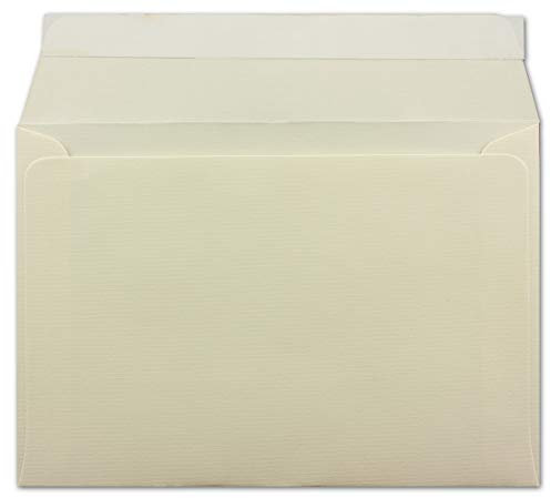 50 gerippte Briefumschläge DIN C6 Naturweiss - 11,4 x 16,2 cm - 100 g/m² Post-umschlag ohne Fenster Haftklebung mit Abziehstreifen - Colours-4-You