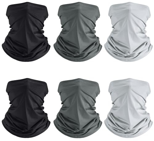 Geyoga 6 Pieces Summer UV Protection Cooling Neck Gaiter Face Clothing Neck Gaiter Mask Scarf Sunscreen Breathable Bandana(Classic Color)