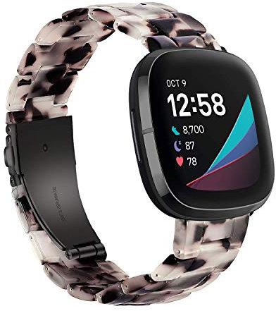 Wongeto Compatible avec les bracelets de montre Fitbit Versa 3 et Fitbit Sense pour homme et femme, bracelet de rechange en résine pour montre intelligente Fitbit Sense et Versa 3 (gris fleur)