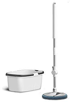 LHTCZZB Faltbares Handwaschen Rotierender Mopp Retractable Faule Reinigungswerkzeug Edelstahl + PP-Material Geeignet für Hängende Lagerung Familienschlafzimmer Küche Bad Mop (weiß)