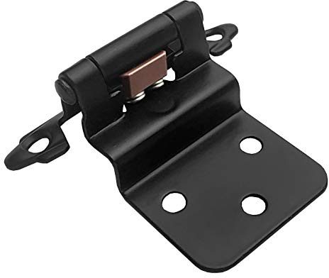 ANGSTROM 50-Pack Partially Exposed Cabinet Hinges, 180-Degree Self-Closing, Surface-Mount 3/8 Inset (Black)
