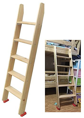 Bunk Bed Ladder 5 Step Wooden Bunk Bed Ladder 150cm (59) - Heavy Duty RV Loft Stair Hanging Ladder with Hook Bracket & Non-Slip Feet, Load 150 Kg / 330lbs