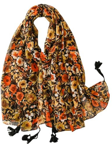 FAIRYGATE Seidentuch Rot Schals & Tücher für Damen Schal für Damen in Verschiedenen Farben mit Blumen und Blätter Motiven als Perfektes Herbst Accessoire Schal 47026