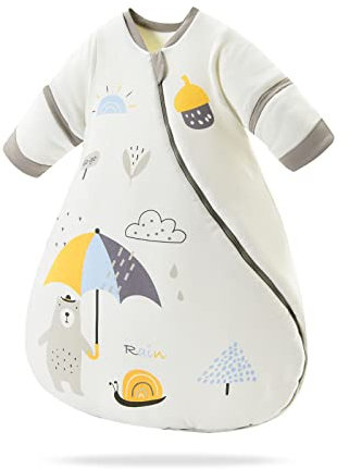 SONARIN Baby Schlafsack mit Abnehmbare Ärmel,2,5 Tog 100% Baumwolle Babyschlafsack Kinderschlafsack Winter für Kleinkinder Kinder 3 Monate bis 4 Jahre alt Warm und Atmungsaktiv(Bär)