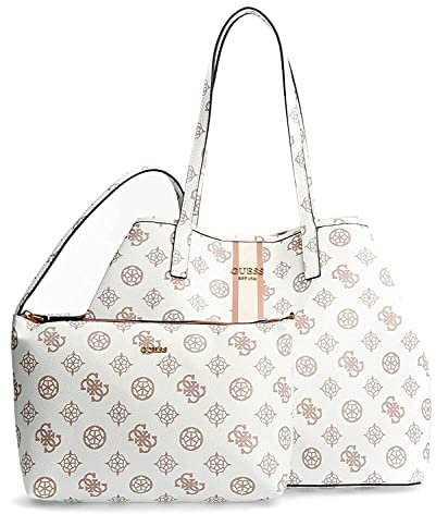 Guess VIKKY LARGE TOTE, Weißes Logo, Zeitgenössisch