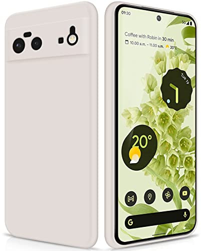 GiiYoon Coque pour Google Pixel 6 Case en Silicone, Coque Antichoc Etui Housse Silicone Ultra-Mince avec Couche Intérieure en Fibre et Protection pour Caméra, Blanc